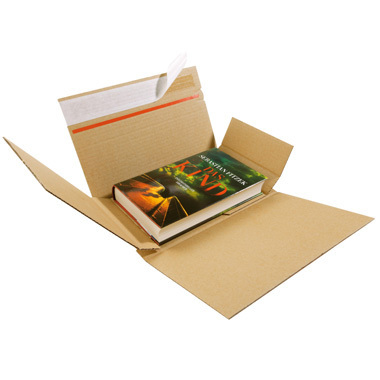 Buchverpackung Drehfix,315 x 230 x 10 - 100 mm, braun mit Selbstklebeverschluss