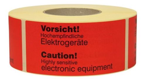 Warnetiketten, 145 x 70 mm, aus Papier mit Aufdruck "Sensitive electronic equipment"