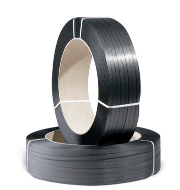 Umreifungsband Großrolle, 16,0 mm x 1500 lfm, 0,9 mm Stärke, schwarz, Kerm 406 mm