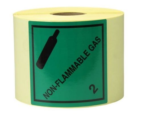 Gefahrgut-Etiketten, 100 x 100 mm, Aufdruck/Symbol, "Non Flammable Gas", Kl. 2.2