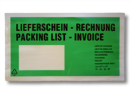 Begleitpapiertaschen grün, DIN-Lang, Lieferschein/Rechnung