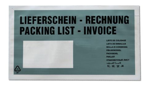 Begleitpapiertaschen hellblau, DIN-Lang, Lieferschein/Rechnung