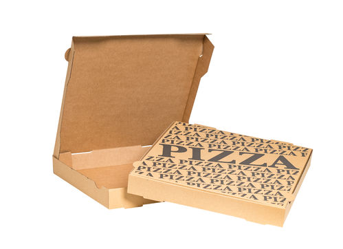 Pizzakarton 260x260x40 mm bedruckt, 4-eckig, perfekt zum Stapeln